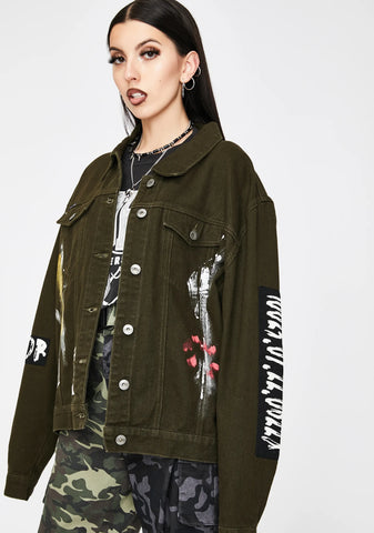 Khaki Warrior Denim Jacket