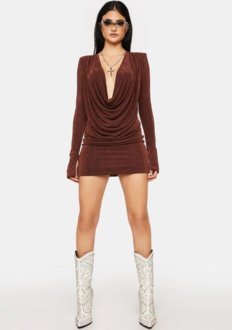 Rhythm Shaker Cowl Neck Mini Dress