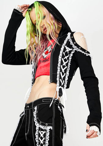 Lace Crop Hoodie