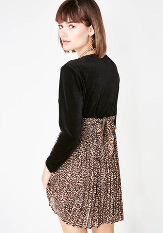 Vintage 90s Velvet And Leopard Dress