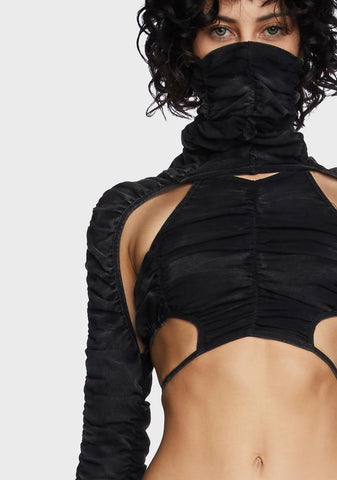 Compression Charcoal Ruched Shrug & Halter Set