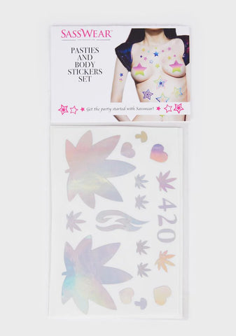 420 Love Holographic Body Stickers Set