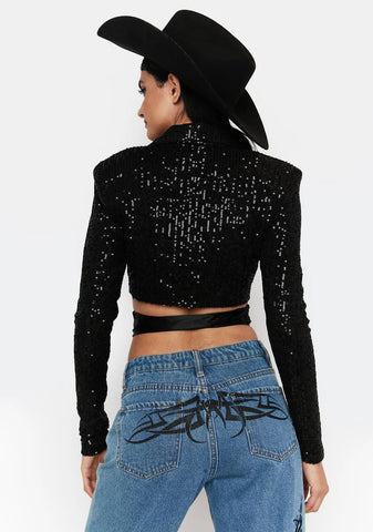 Party's Here Sequin Wrap Blazer