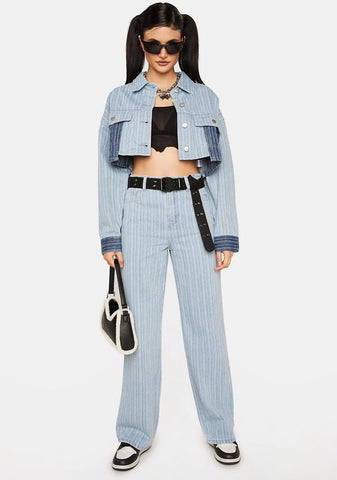 Showin' Up Striped Wide Leg Jeans