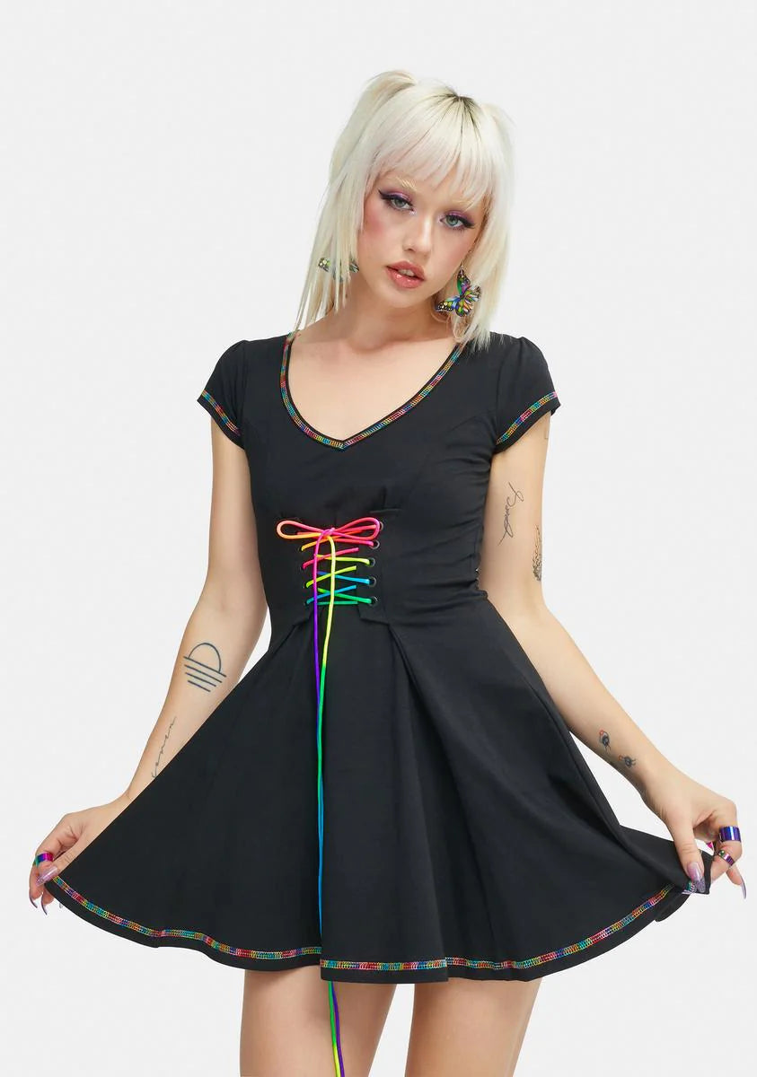 Vibrant Mood Lace Up Dress