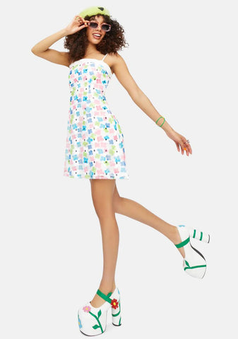 Hippie Holiday Sequin Daisy Print Dress