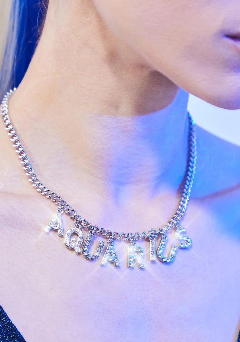 Air Sign Antics Rhinestone Charm Necklace