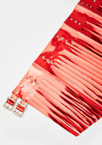 Red Metallic Fringe Belt