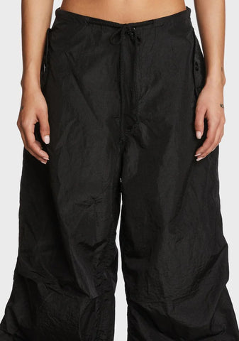 Black Rian Nylon Cargo Pants