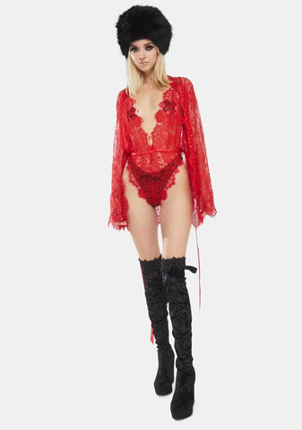 Cherry Ravishing Reverie Lace Robe Set