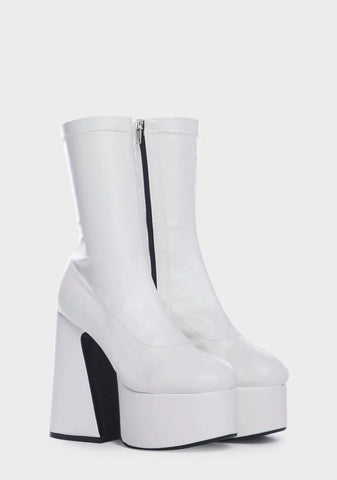 White Over It Platform Sock Boots