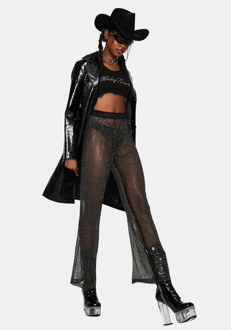 Midnight Glamour Rhinestone Mesh Pants