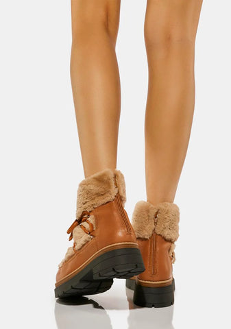 Brown Polar Queen Faux Fur Boots
