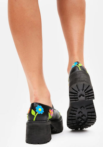 No Justice Floral Mary Janes