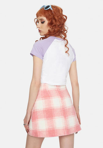 Twiggy Coral Plaid Mini Skirt