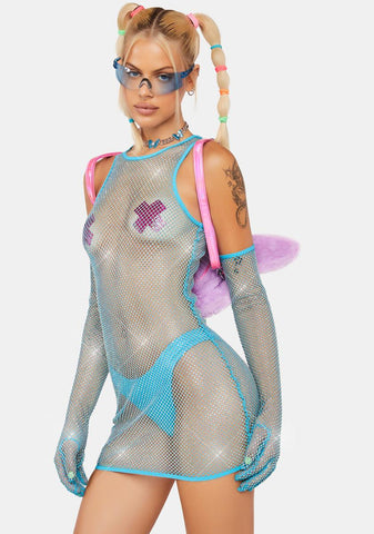 Stage Hopper Fishnet Dress Set