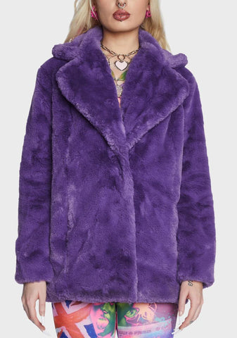 Purple Hendrix Faux Fur Coat