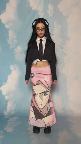 Sakura Denim Maxi Skirt