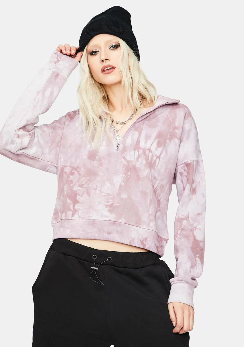 Grape About The Vibe Tie Dye Cropped Pullover