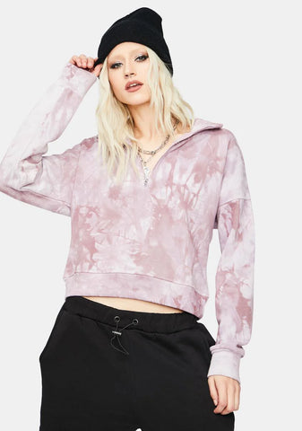 Grape About The Vibe Tie Dye Cropped Pullover