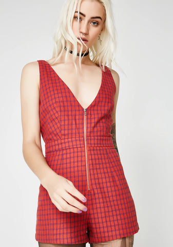Mz Goodie Plaid Romper
