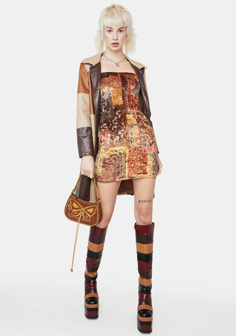 Better For It Patchwork Mini Dress