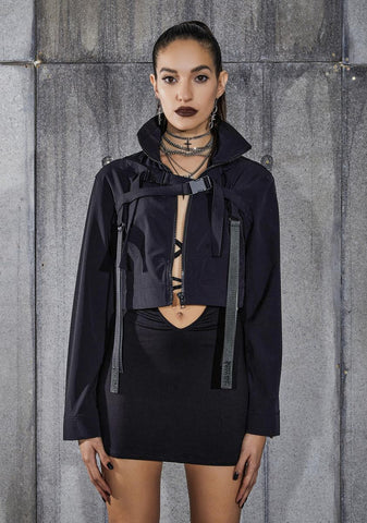 Snare Cropped Buckle Windbreaker