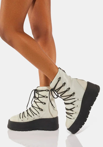 White Simone Wedge Boots