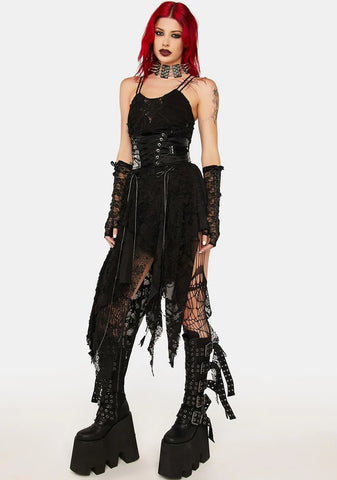 Black Flowy Asymmetrical Dress