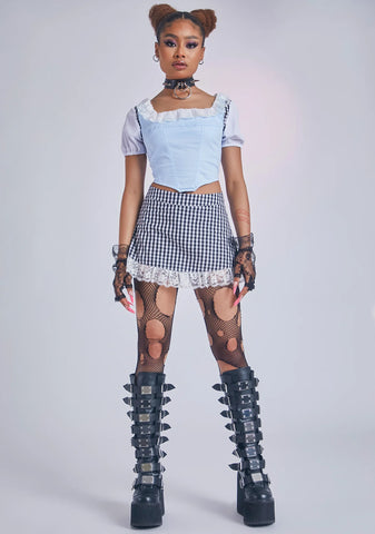 Light Blue Night Artistic Glamour Corset Tank Top