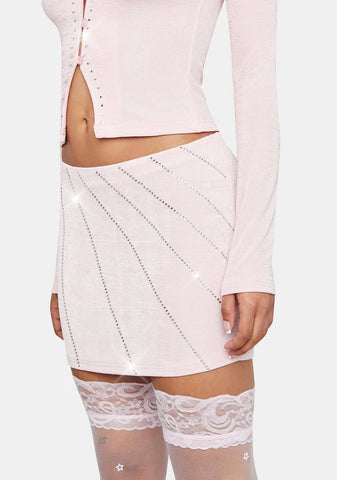 Baby Pink Silver Stud Ima Mini Skirt