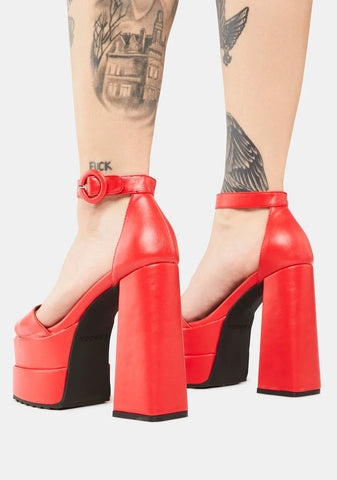 Red Just Coz Platform Sandals