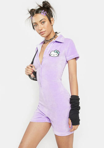 Hello Kitty Lilac Velour Romper