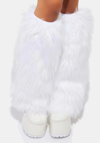 White Fuzzy Leg Warmers