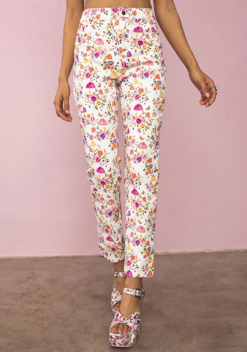 On A Whim Mushroom Print Jeans