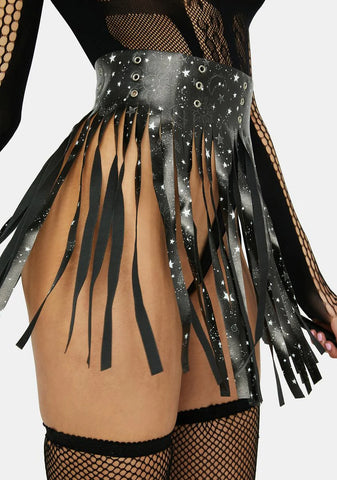 Cosmic Fringe Belt Skirt