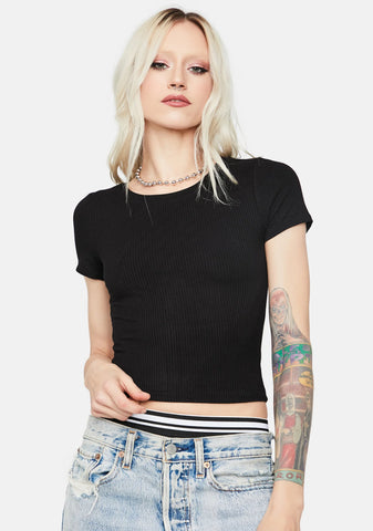 Basic Bliss Ribbed Crop Tee