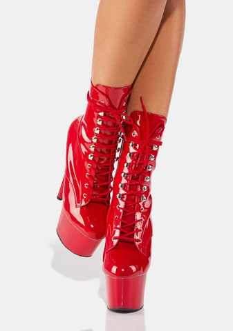 Adore-1020 Platform Ankle Boots-Red