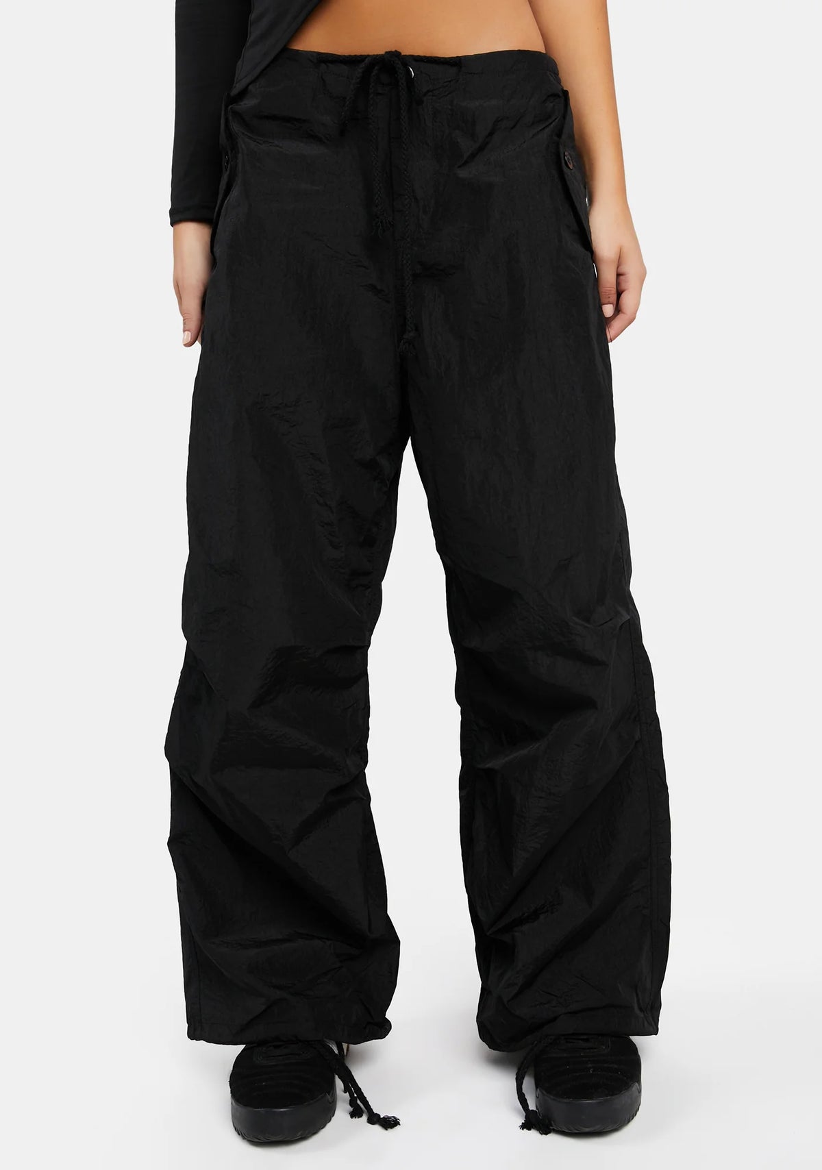 Black Rian Nylon Cargo Pants