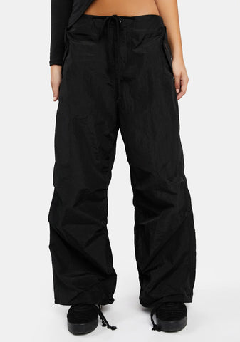 Black Rian Nylon Cargo Pants