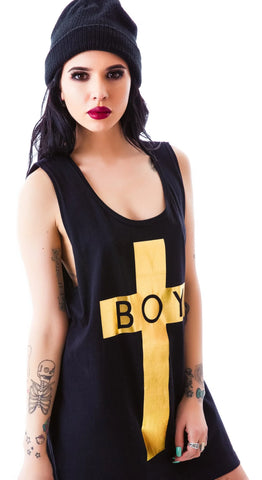 x BOY London Boy Cross Oversized Tank - Black