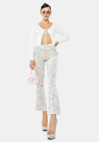 Velvet Cupid Tattoo Print Flare Pants