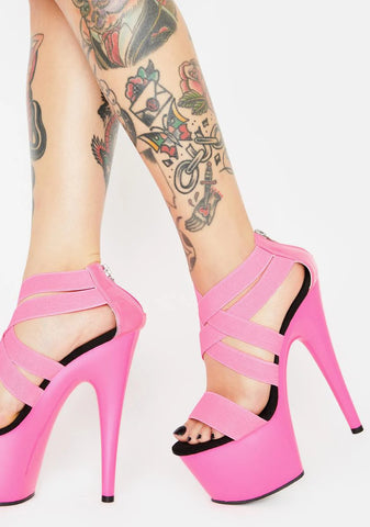 Pink Atomic Tease UV Platform Heels