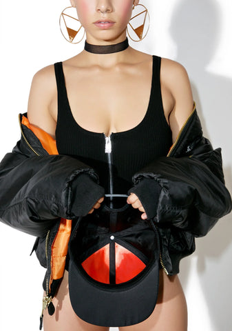 Nylon MA-1 Snapback - Black