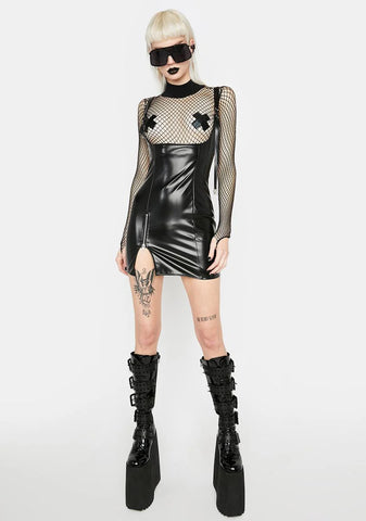 Vegan Leather Mini Dress