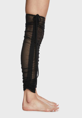 Bassline Mesh Thigh High Stockings