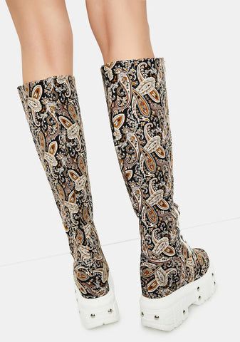 Paisley Late Night Knee High Boots