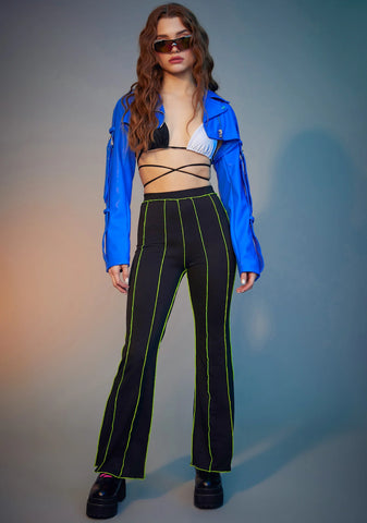 Lime Livin' Reckless Contrast Stitch Pants