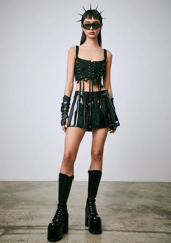 Midnight Perfect Escape Lace-Up Top