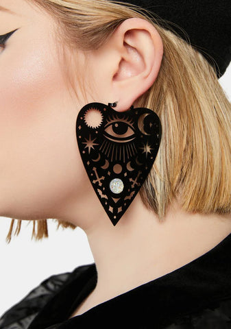 Mystical Ouija Planchette Hoop Earrings